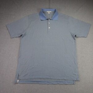 Peter Millar Polo Shirt Mens XL Blue Textured Geometric Cotton Knit Golf Preppy